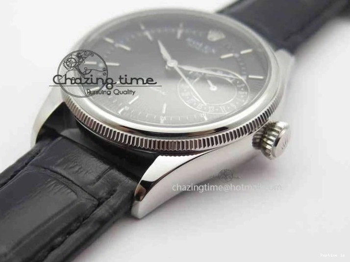 1218 Cellini Date VF Best Edition SS Black Dial Stick Markers On Black Leather Strap A Lightweight 3725